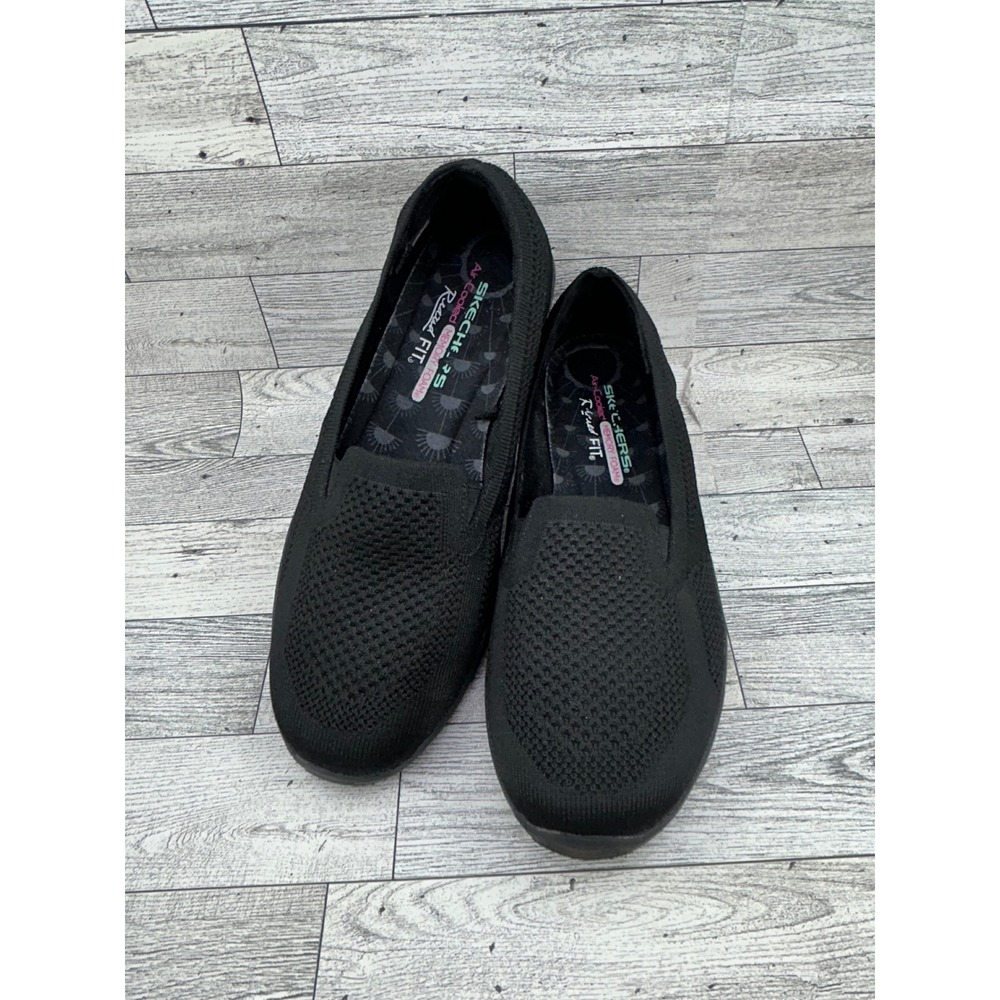 Skechers Relaxed Fit Black Knit Slip On Memory Foam Shoes 49679 Women Sz 8